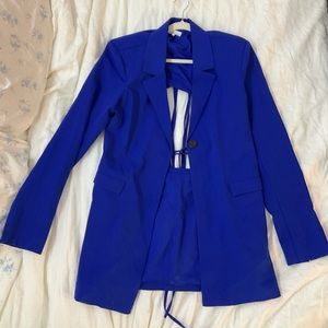 Blue Danielle Bernstein Blazer with open tie back